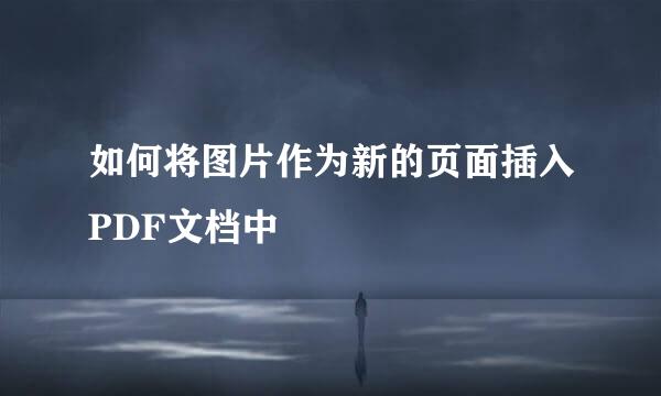 如何将图片作为新的页面插入PDF文档中