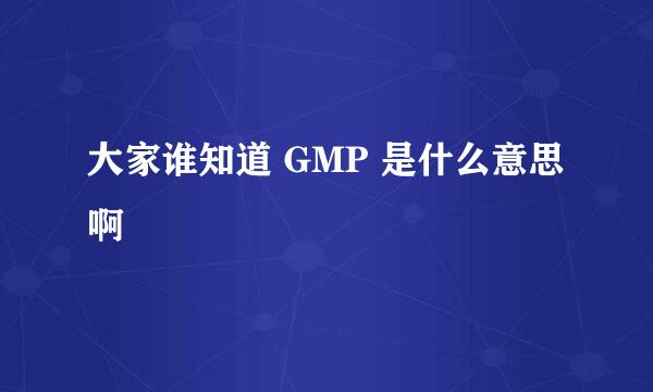 大家谁知道 GMP 是什么意思啊