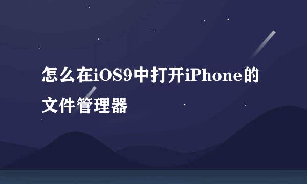 怎么在iOS9中打开iPhone的文件管理器