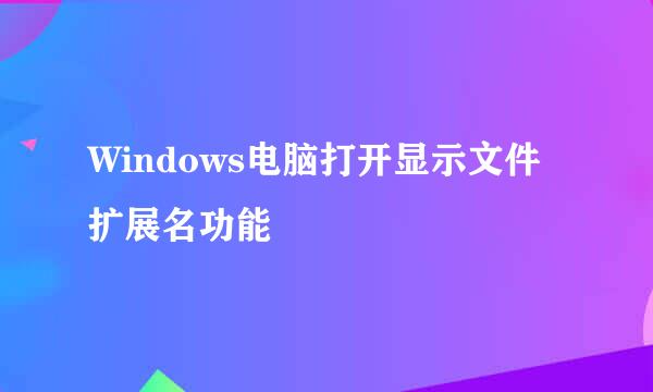 Windows电脑打开显示文件扩展名功能