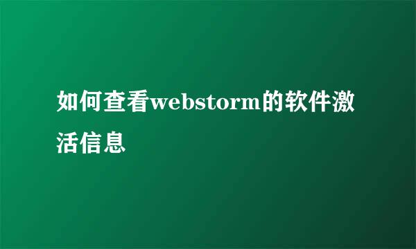 如何查看webstorm的软件激活信息