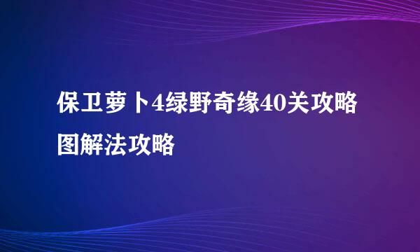 保卫萝卜4绿野奇缘40关攻略图解法攻略