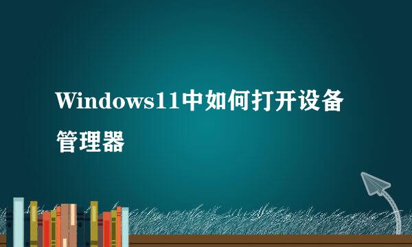 Windows11中如何打开设备管理器