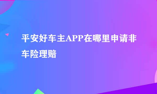 平安好车主APP在哪里申请非车险理赔