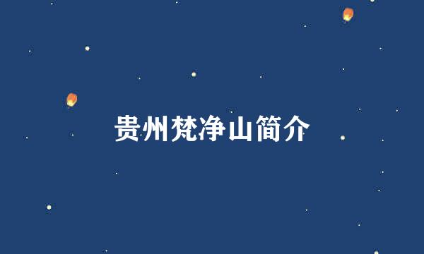 贵州梵净山简介