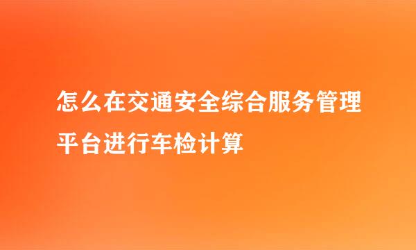 怎么在交通安全综合服务管理平台进行车检计算