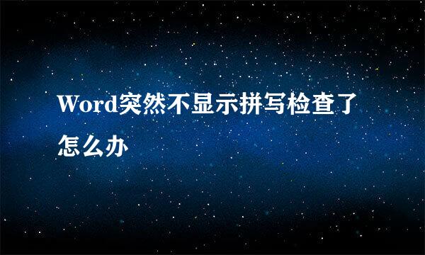 Word突然不显示拼写检查了怎么办