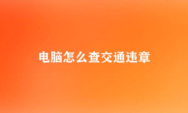 电脑怎么查交通违章