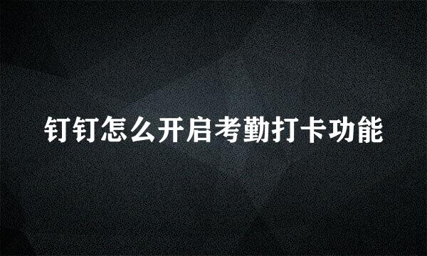 钉钉怎么开启考勤打卡功能