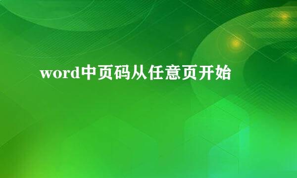 word中页码从任意页开始
