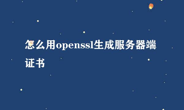 怎么用openssl生成服务器端证书