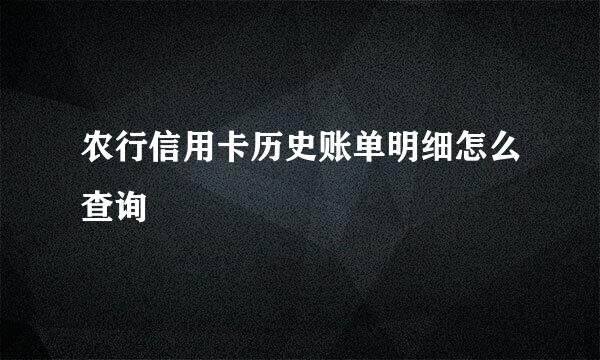 农行信用卡历史账单明细怎么查询