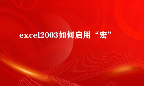 excel2003如何启用“宏”