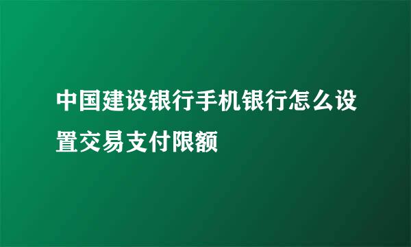 中国建设银行手机银行怎么设置交易支付限额