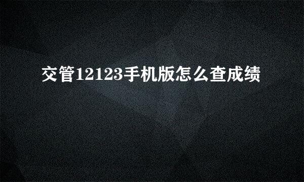 交管12123手机版怎么查成绩