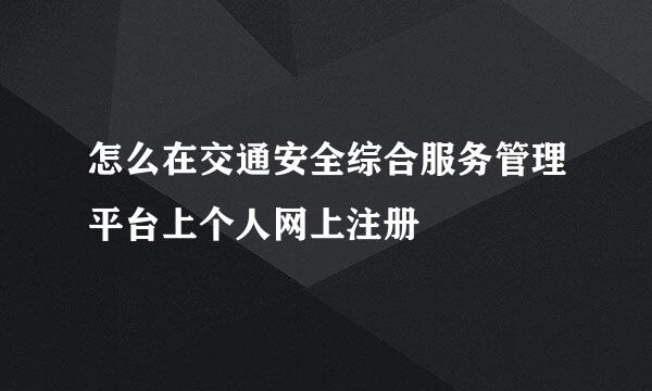 怎么在交通安全综合服务管理平台上个人网上注册