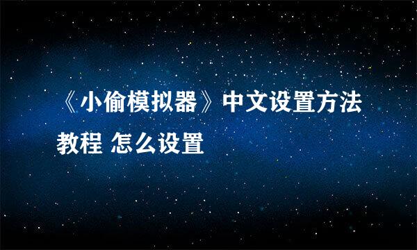 《小偷模拟器》中文设置方法教程 怎么设置