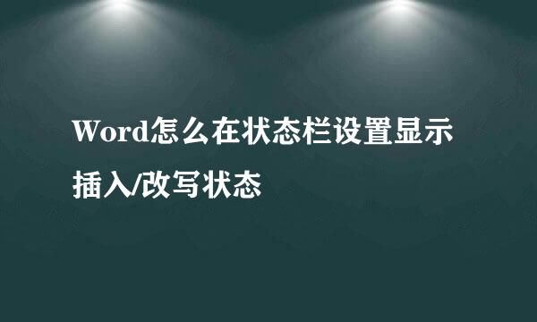 Word怎么在状态栏设置显示插入/改写状态