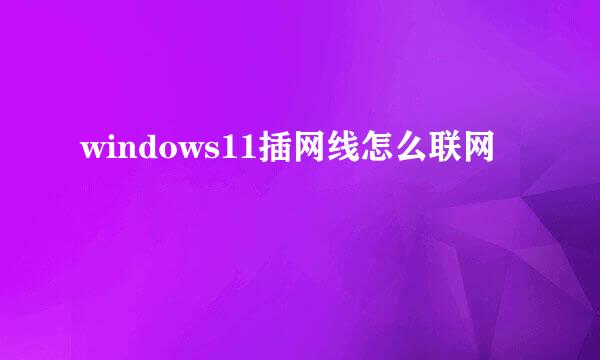 windows11插网线怎么联网