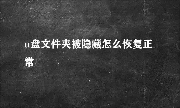 u盘文件夹被隐藏怎么恢复正常