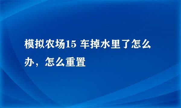 模拟农场15 车掉水里了怎么办，怎么重置