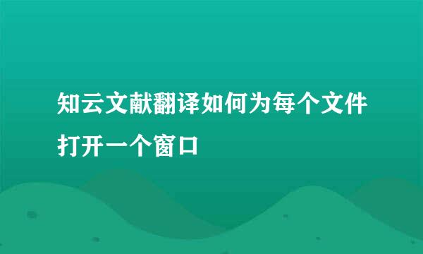知云文献翻译如何为每个文件打开一个窗口