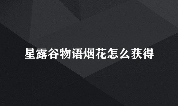 星露谷物语烟花怎么获得