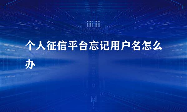 个人征信平台忘记用户名怎么办