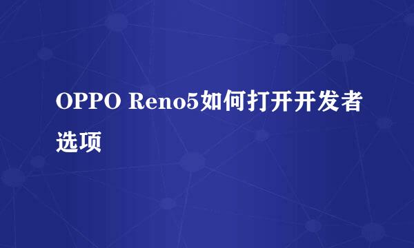 OPPO Reno5如何打开开发者选项