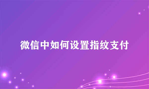 微信中如何设置指纹支付