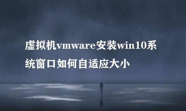 虚拟机vmware安装win10系统窗口如何自适应大小