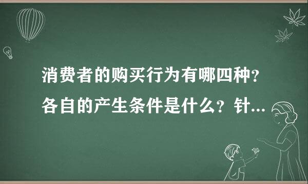 消费者的购买行为有哪四种?各自的产生条件是什么?针对不同的购买行为应该采用怎样的的营销策略