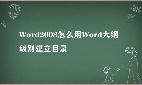 Word2003怎么用Word大纲级别建立目录