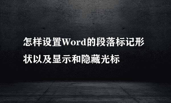 怎样设置Word的段落标记形状以及显示和隐藏光标
