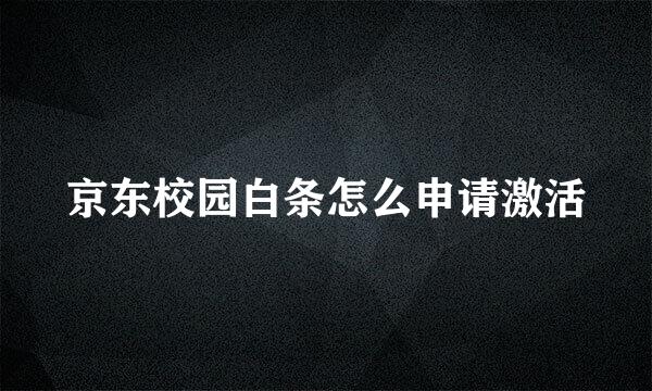 京东校园白条怎么申请激活