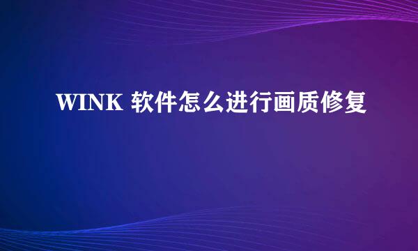 WINK 软件怎么进行画质修复