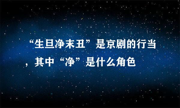 “生旦净末丑”是京剧的行当，其中“净”是什么角色