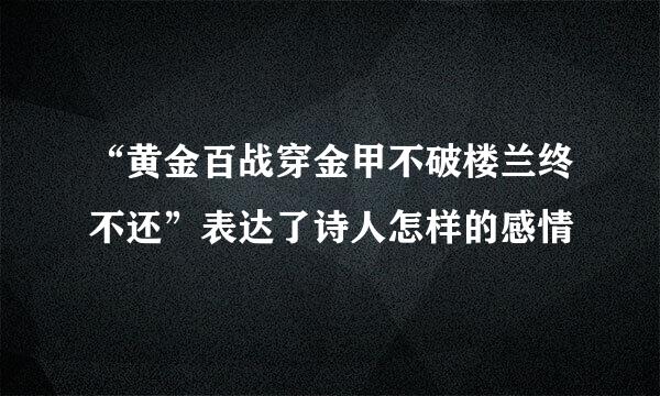 “黄金百战穿金甲不破楼兰终不还”表达了诗人怎样的感情
