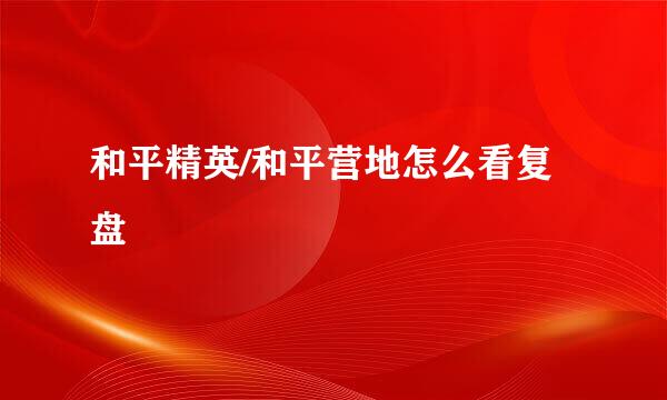 和平精英/和平营地怎么看复盘