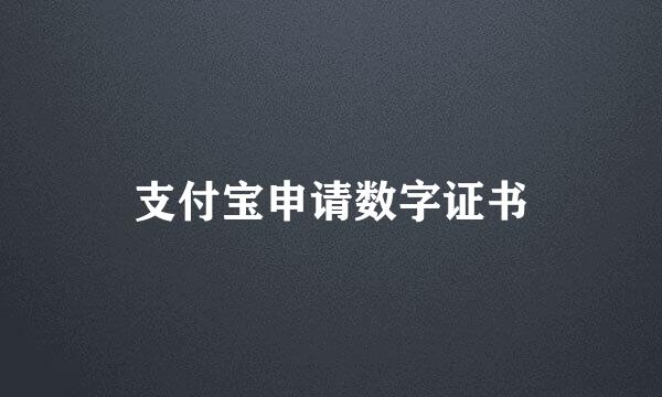 支付宝申请数字证书