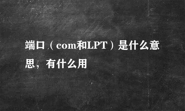 端口（com和LPT）是什么意思，有什么用