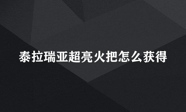 泰拉瑞亚超亮火把怎么获得