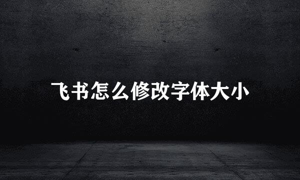 飞书怎么修改字体大小