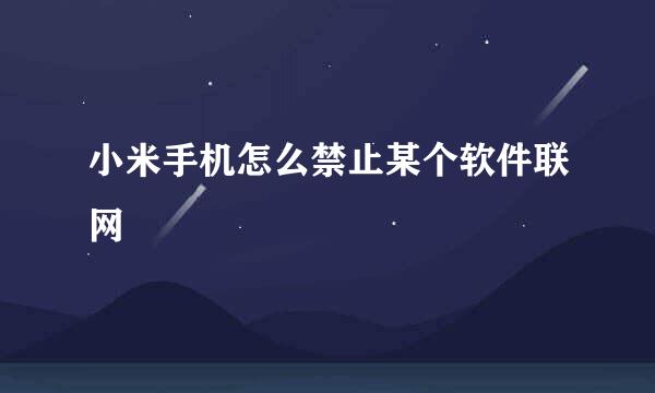 小米手机怎么禁止某个软件联网