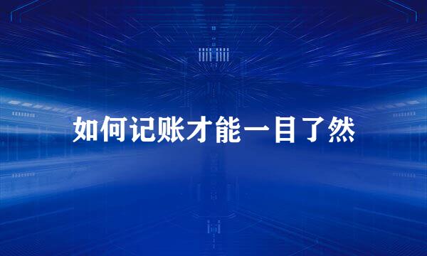 如何记账才能一目了然