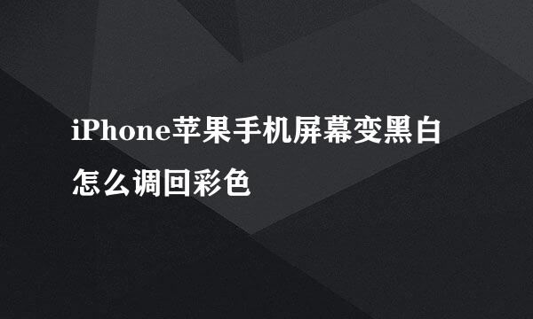 iPhone苹果手机屏幕变黑白怎么调回彩色