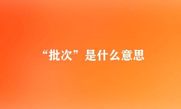 “批次”是什么意思
