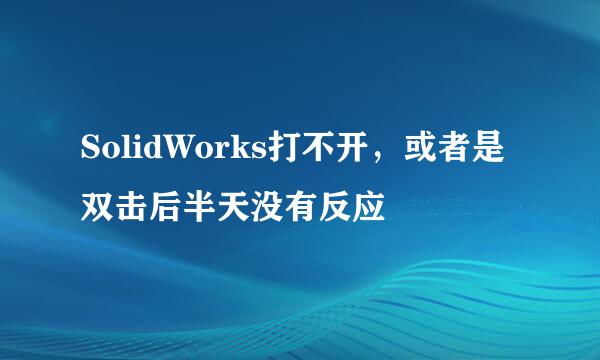 SolidWorks打不开，或者是双击后半天没有反应