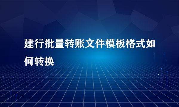建行批量转账文件模板格式如何转换