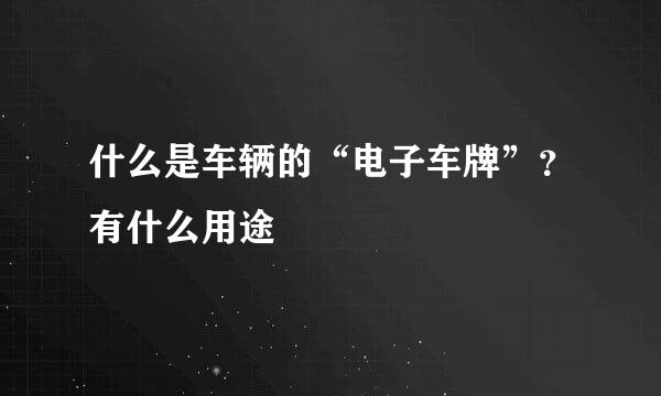 什么是车辆的“电子车牌”?有什么用途